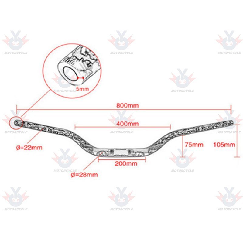 Motocross street 80cm 22mm universal Aluminum motorcycle handlebar skull printJSLMotors