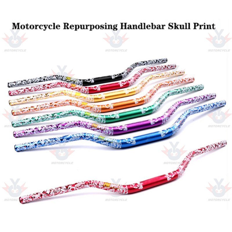 Motocross street 80cm 22mm universal Aluminum motorcycle handlebar skull printJSLMotors