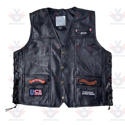 Motorcycle Riding Vest Leather Badge Net MenJSLMotors