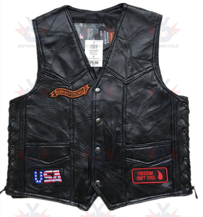 Motorcycle Riding Vest Leather Badge Net MenJSLMotors