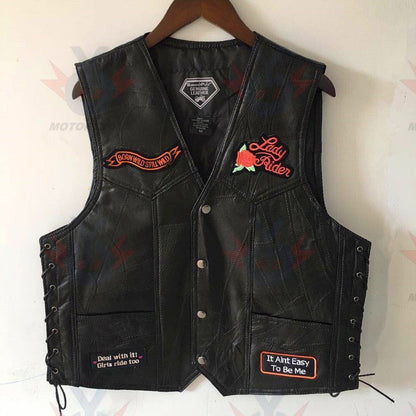 Motorcycle Riding Vest Leather Badge Net MenJSLMotors