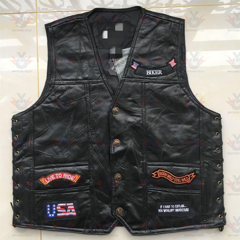 Motorcycle Riding Vest Leather Badge Net MenJSLMotors