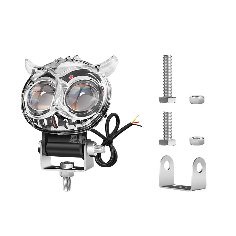 Owl motorcycle LED spotlights yellow and white light red and blue flashJSLMotors